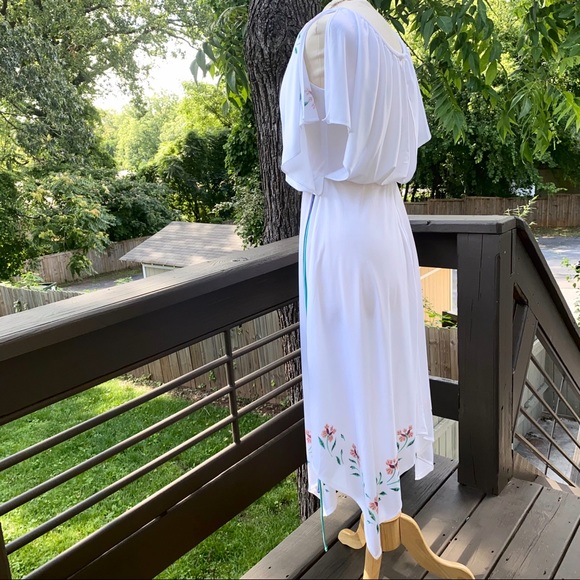 70s Vintage Handkerchief Hem Disco Summer Dress - Picture 4 of 10